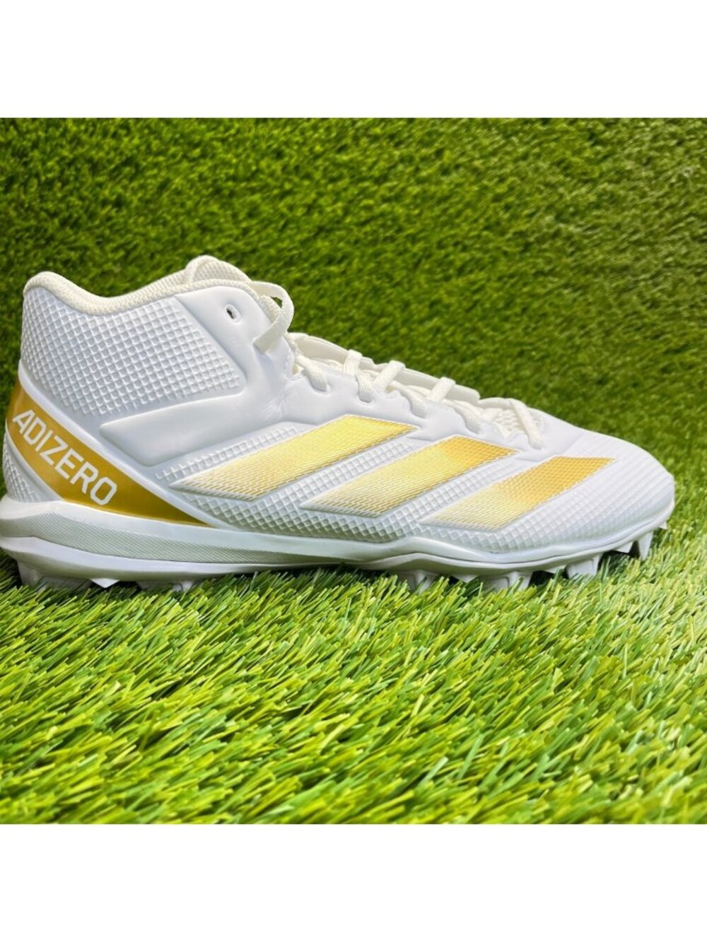 Adidas Adizero Impact.2 Molded Mens Size 10.5 White Gold Running Football Cleats